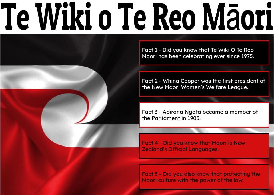 5 Facts – Te Wiki o Te Reo Māori – Leata @ Pt England School